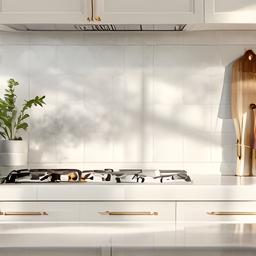 Proyecto terminado de cocina luminosa con baldosas cerámicas artesanales